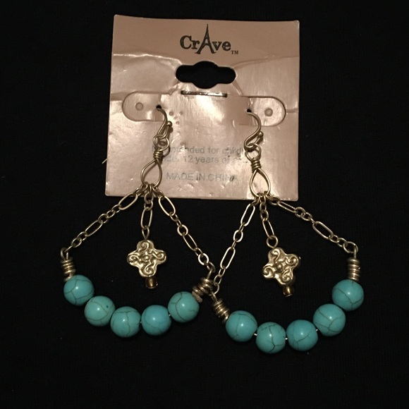 CRAVE Faux Turquoise Dangle Earrings - Picture 3 of 9